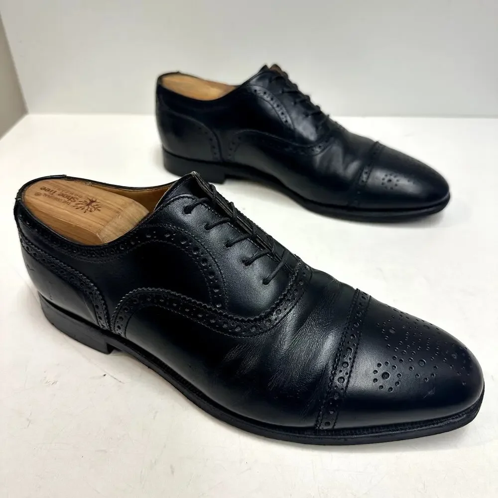 VERY GOOD Alfred Sargent x Brooks Brothers Oxford Cap Toe Bal Black Calf 9